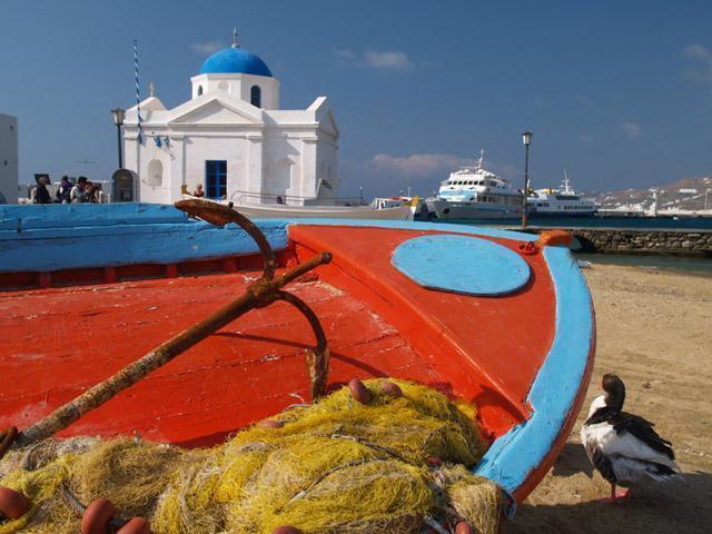 Mykonos Ai-Nikolakis Church at the Old Port.