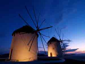 Mykonos Windmills at Night