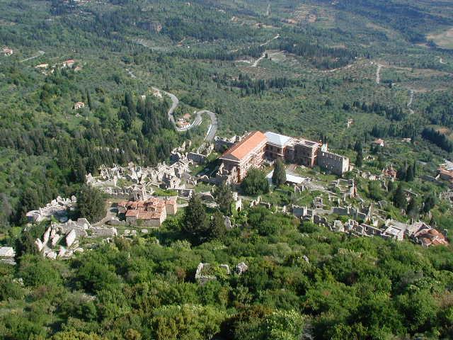 Mystras: General View as seen from the fortress on top of the hill above.